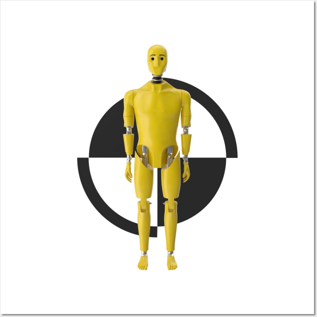 Crash Test Dummy Yellow Man Testing Car Crash Wall Art by ActivLife